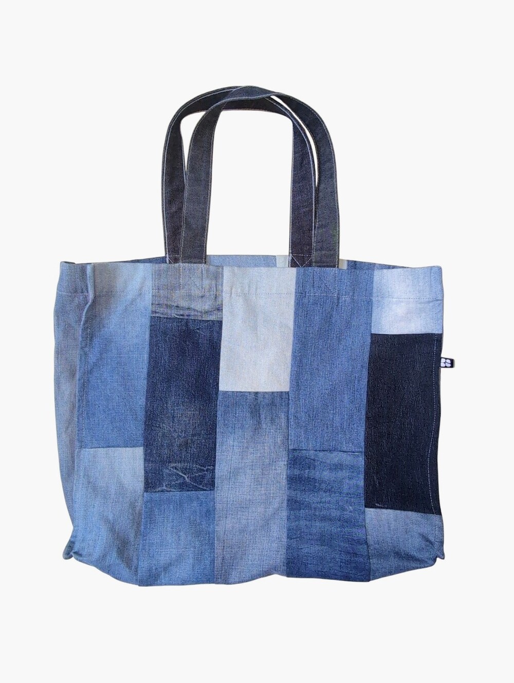 Batavia Stad Denim Patchwork bag Market Tote Size LARGE 20" x 17" inches